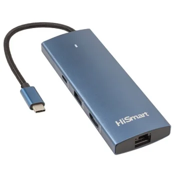 Extra Digital USB-C Adapter HDMI, LAN, 3x USB-A, USB-C, PD100W, SD/TF, Blue