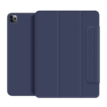 Apple iPad Pro 13'' (2024) (A2926 A2925) Nappa Texture Tri-Fold Book Case Cover, Blue