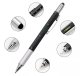 6-in-1 Multifunction Pen with Stylus, Level, Ruler & Screwdriver, black-silver