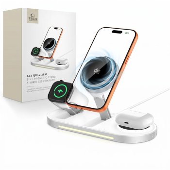 Tech-Protect A51 MagSafe 3-in-1 25W QI2.2 Wireless Charger, White