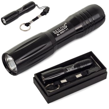Mini tactical LED flashlight with keychain, battery powered