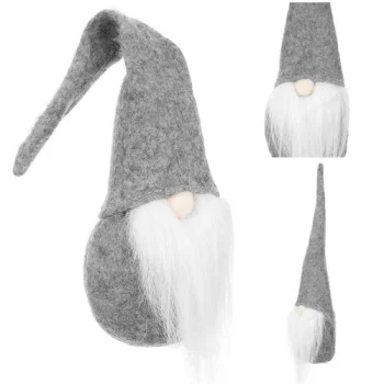Iso Trade Standing Gnome Christmas Decoration, 30 cm, Grey