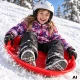 Round plastic snow saucer with handles, 62 cm, red