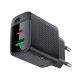 Dual Port USB Charger Acefast A78 GaN PD 20W Black