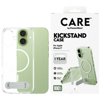 PanzerGlass iPhone 17 Case Feature Case with Kickstand & MagSafe, Transparent