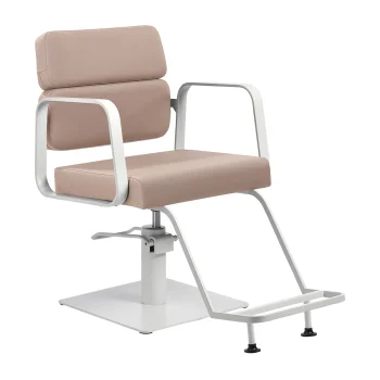 Hairdressing Chair Gabbiano Porto Beige with White Base