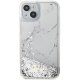 Guess iPhone 14 Case Liquid Glitter Marble, White