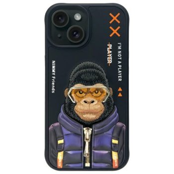 Nimmy Cool&Cute 2.0 Monkey Case for iPhone 15, Black