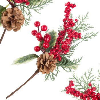 Decorative Christmas Branch, Rowan Berries Sprig, 28 cm
