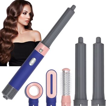 5 in 1 Hair Dryer Brush Styler Set with Interchangeable Barrels for Curling & Straightening