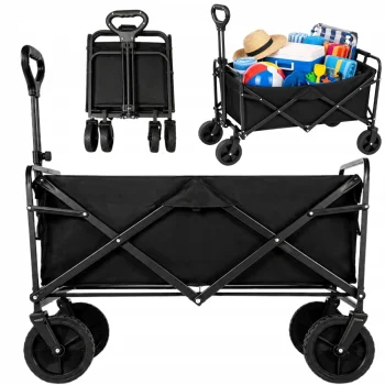 Folding Camping and Beach Wagon 70L, Black