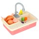 Kids sink with real running water and kitchen accessories, 15 pcs, pink