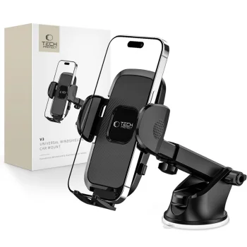 Tech-Protect V3 Car Phone Holder for Windshield/Dashboard, Black