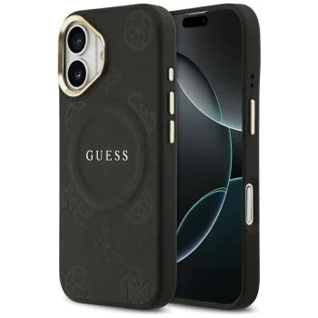 Guess iPhone 17 Case Peony Hot Stamp MagSafe, Black