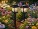 Solar Garden Lights with Dusk Sensor, 2 pcs, Black