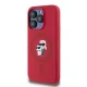 Karl Lagerfeld Silicone Karl&Choupette Heads Ring MagSafe Case for iPhone 15 Pro, Red