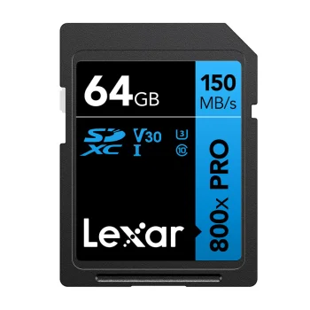 Lexar Professional 800x Pro SDXC 64GB Memory Card, up to 150 MB/s, V30, U3