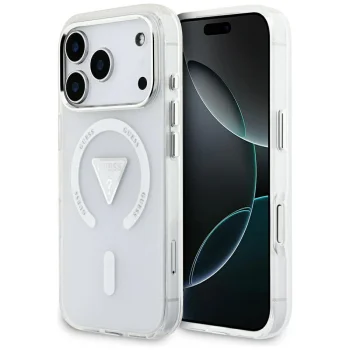 Guess IML Gradient Triangle Logo MagSafe Case for iPhone 17 Pro, Transparent