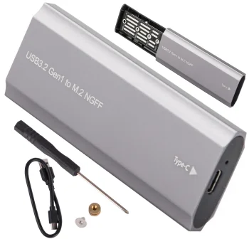 M.2 SATA NGFF Hard Drive Enclosure USB 3.1 Type-C 2230-2280mm, Silver