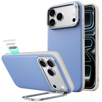 Dėklas ESR Atelier Kickstand MagSafe, skirtas iPhone 18 Pro Max / 17 Pro Max, šviesiai mėlynas