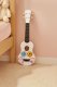 ECOTOYS Wooden Ukulele for Kids with 4 Nylon Strings and Pick, White