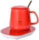 Electric Mug Warmer with Ceramic Cup and Spoon Set, Red