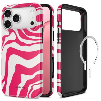Tech-Protect Lamano MagSafe dėklas iPhone 18 Pro / 17 Pro, rožinis ir baltas