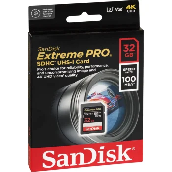 SanDisk Extreme Pro SDHC Memory Card 32GB UHS-I U3 V30 Class 10