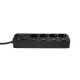 Huslog Power Strip with 5 Switches, 4 Schuko Outlets, 4x USB, 1.5m, Black