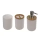 Ruhhy 6-Piece Bathroom Accessory Set, White / Bamboo