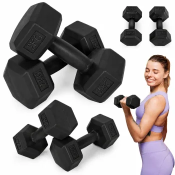 MOVEPRO Hexagonal Dumbbells Set 2x2 kg, Black