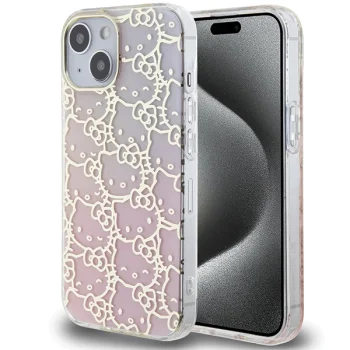 Hello Kitty iPhone 15 Case IML Gradient Electrop Crowded Kitty Head, Pink