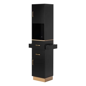 Hairdressing Workstation Gabbiano Totem, Black with Gold Accents