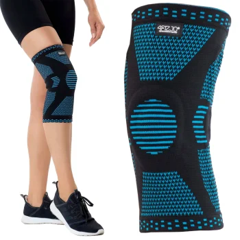 4Fizjo 913 Elastic Knee Brace with Patella Stabilization, XL, Black/Blue