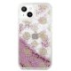Guess iPhone 13 mini Case Peony Liquid Glitter, Pink