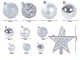 Christmas Tree Baubles Set 100 pcs + Star, Silver