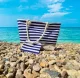 Malatec 21157 Beach and Picnic Bag, 22L, Navy Blue with White Stripes