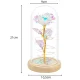 Eternal Rose in Glass Dome with LED Light and Wooden Base