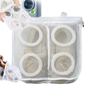 Mesh Laundry Bag for Children's Shoes and Underwear with Zipper, White