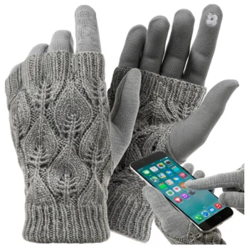 Trizand R26073 Touchscreen Winter Gloves with Warmers for Men & Women, Gray