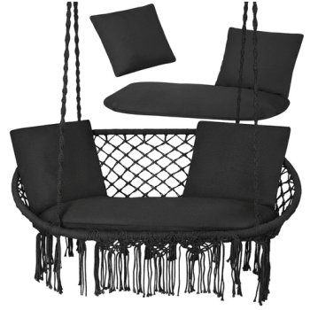 Double Garden Swing Cushion Set Gardlov, black