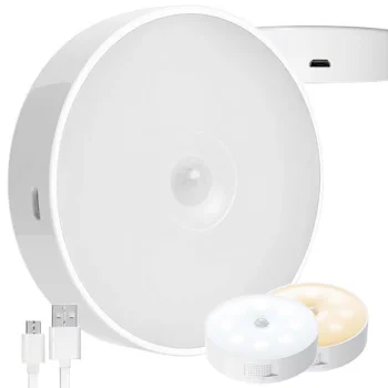 Self-Adhesive LED Night Light with Motion and Dusk Sensor, White