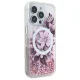 Guess GUHMP16LLFMWTP iPhone 16 Pro 6.3" pink/pink hardcase Liquid Glitter Flower MagSafe