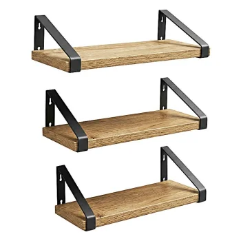 Hanging Wall Shelf Set, 3 pcs, Light Oak