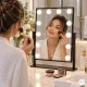 ModernHome LED Makeup Mirror 30x40 cm with 12 Bulbs, 3 Light Modes, Black