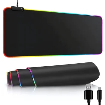 RGB LED Gaming Mouse Pad XL 80x30 cm, Black