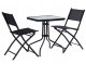 Garden Table 60x60 cm MultiGarden Patio Balcony Glass Top, Black