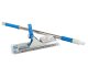 Telescopic window cleaner with microfiber pad and squeegee, blue
