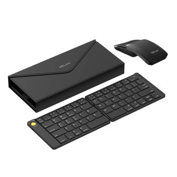 Bezvadu Saliekama Klaviatūra Tastatūras Delux KF10 + Ergonomiska Datorpele MF10PR | Set Wireless Foldable Keyboard +...