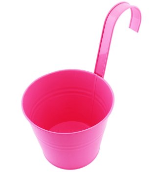 Practical balcony flower pot with handle 16 cm, pink